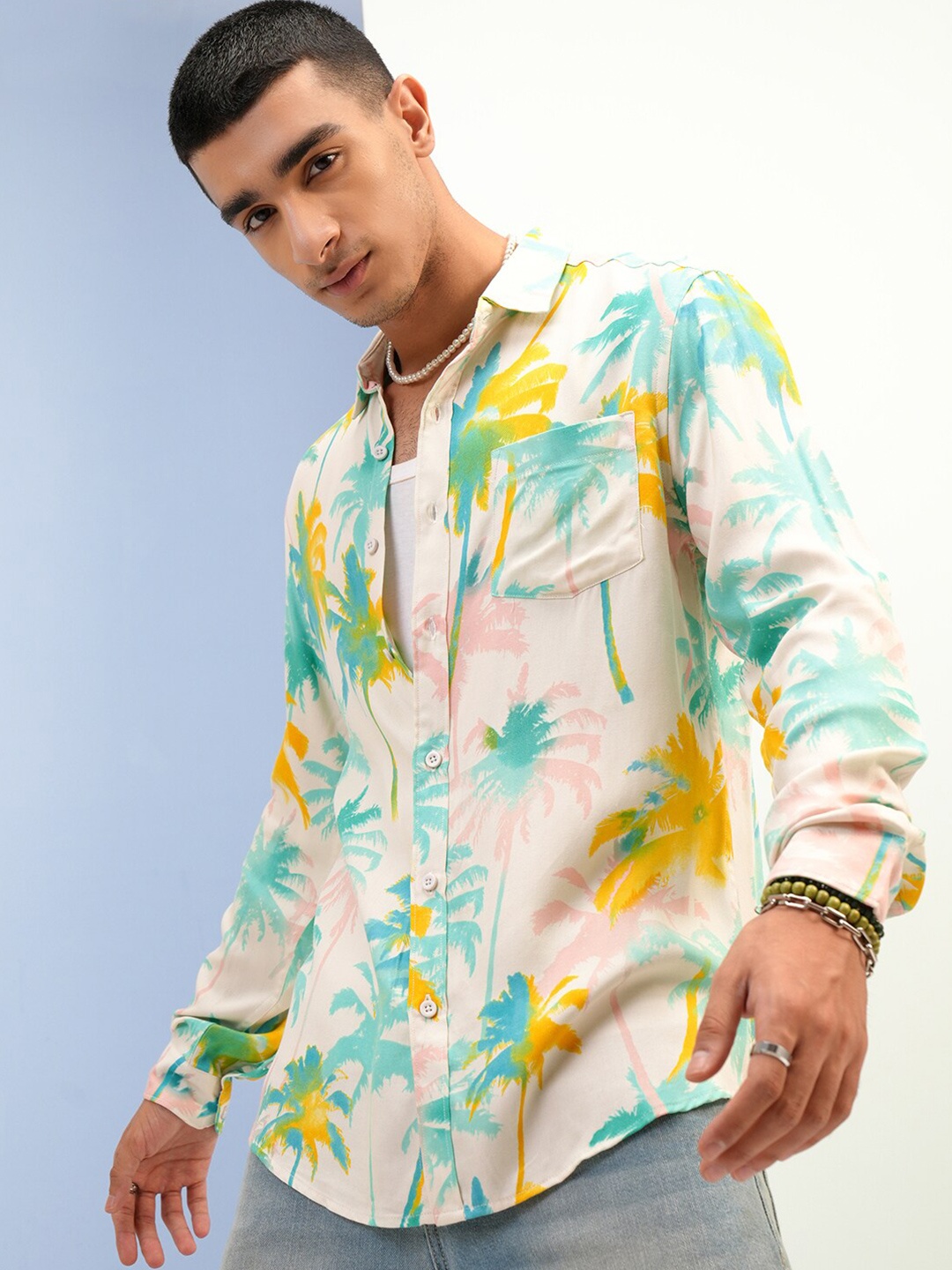 

KETCH All over Printed Slim Fit Shirt, Cream