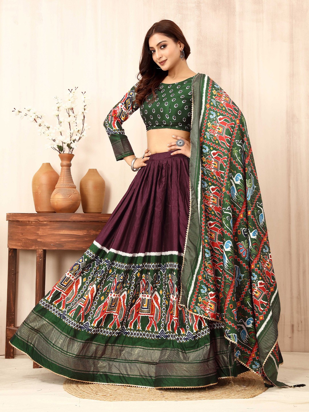 

PMD Fashion Printed Ready to Wear Lehenga & Choli With Dupatta, Purple