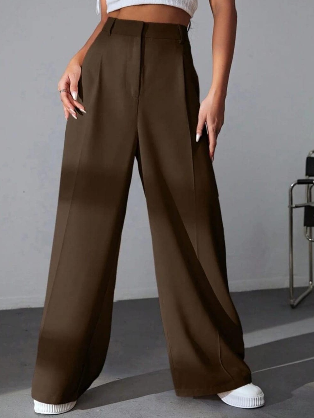 

BROADSTAR Women Pleated Korean Pants, Brown
