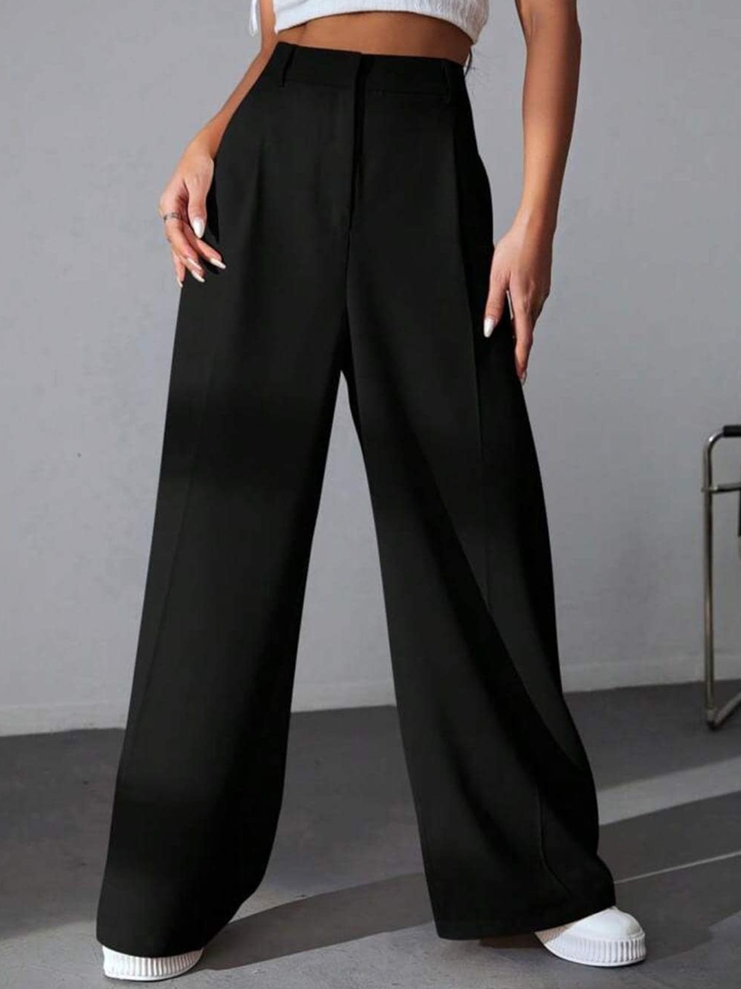 

BROADSTAR Women Pleated Korean Pants, Black