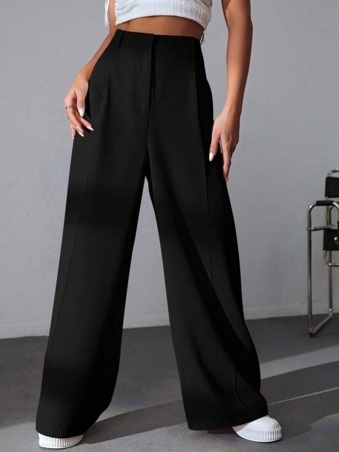 

BROADSTAR Women Pleated Korean Pants, Black