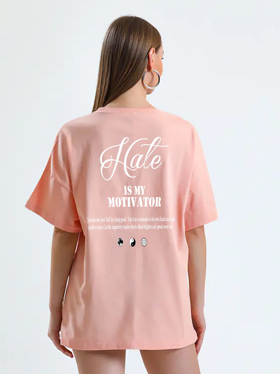

MISCHIEF MONKEY Floral Round Neck Short Sleeves Cotton T-shirt, Peach