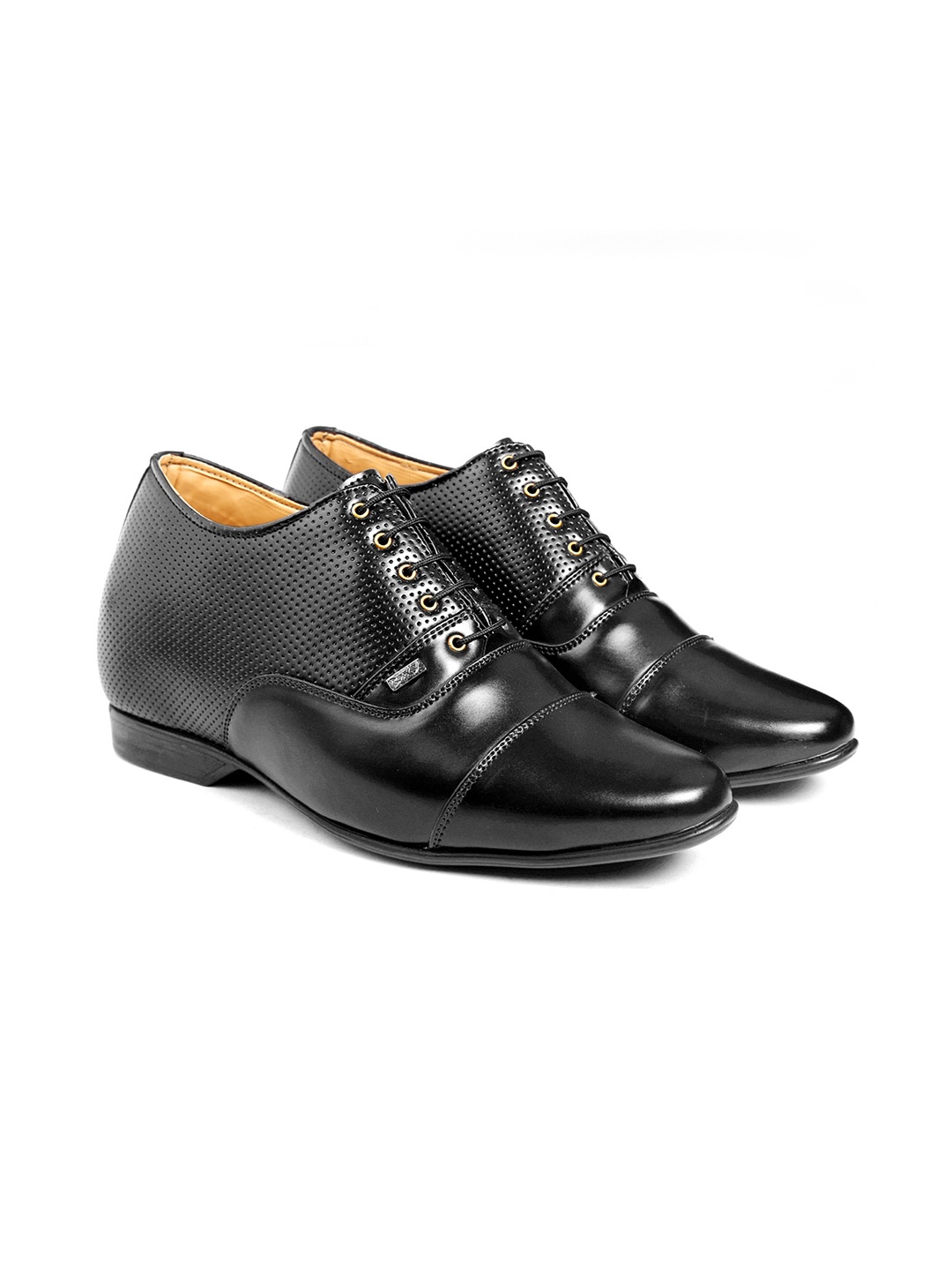 

Bxxy Men Textured Hidden Elevator Formal Oxfords, Black