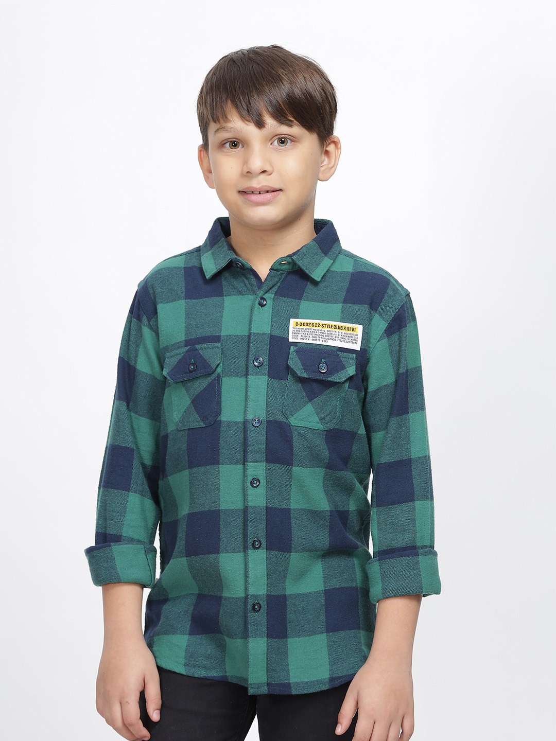 

AI-Never Grow Up Boys Buffalo Checks Printed Casual Shirt, Blue