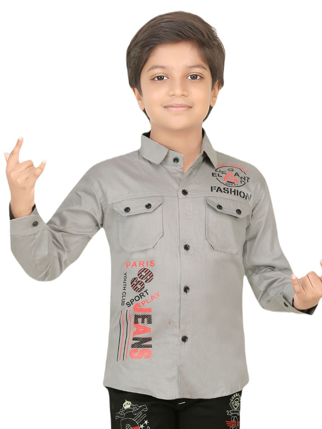 

BAESD Boys Modern Opaque Casual Shirt, Grey