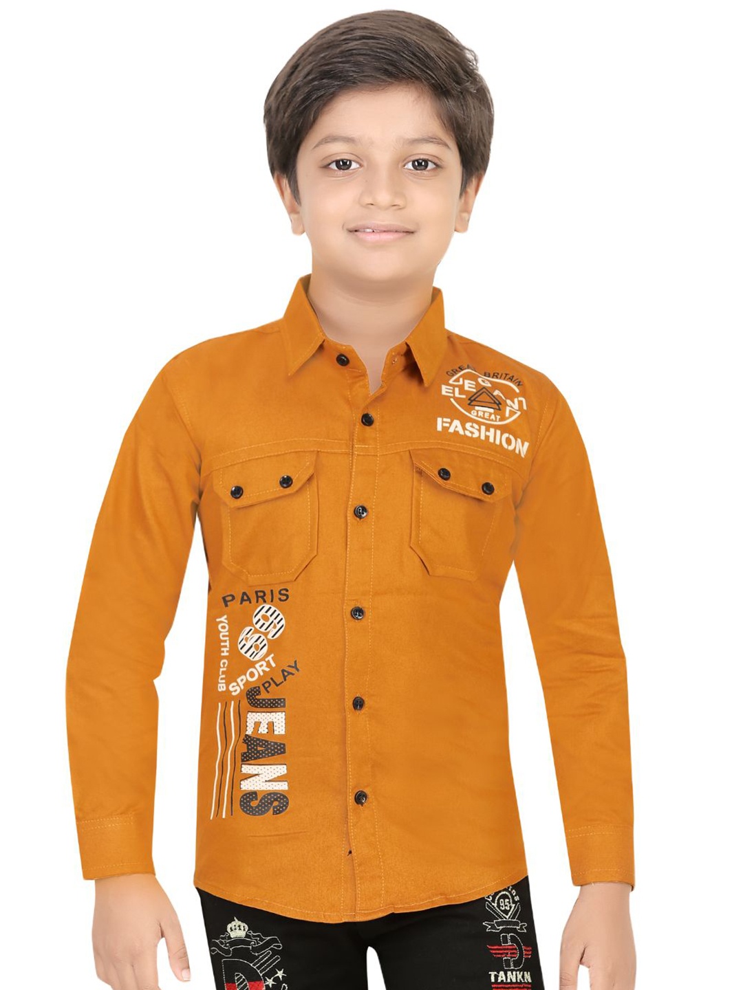

BAESD Boys Modern Opaque Printed Casual Shirt, Coffee brown