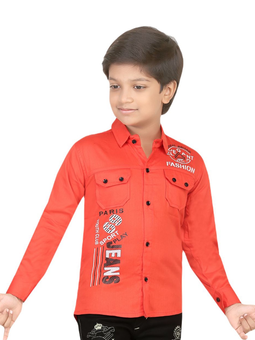 

BAESD Boys Modern Opaque Printed Casual Shirt, Red