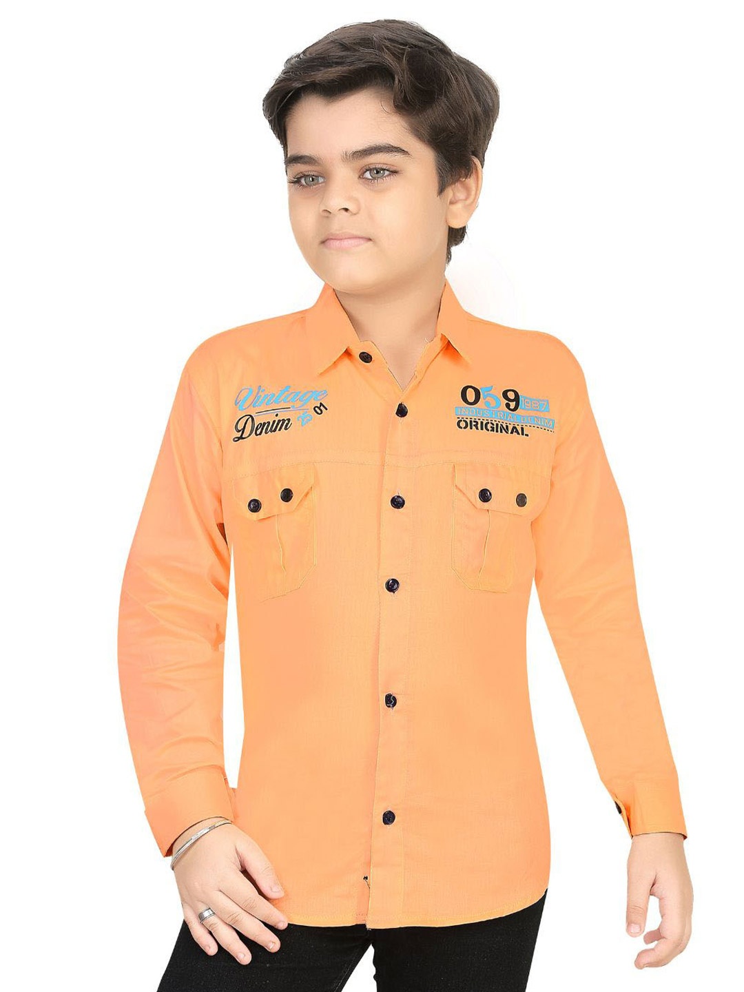 

BAESD Boys Modern Opaque Casual Shirt, Orange