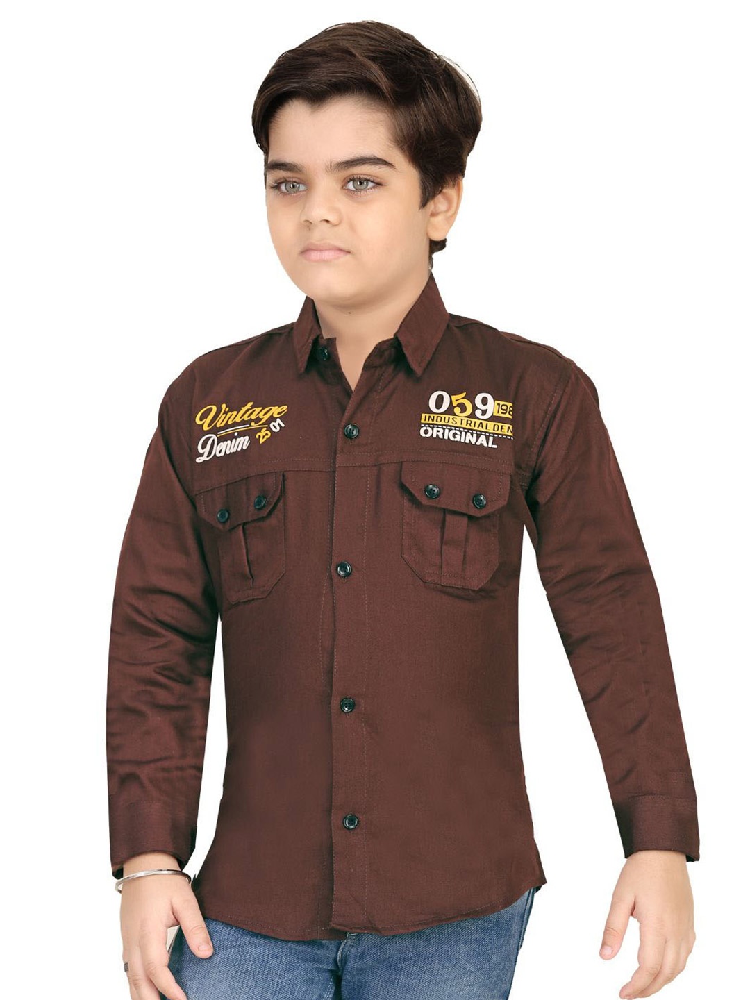 

BAESD Boys Modern Opaque Casual Shirt, Brown