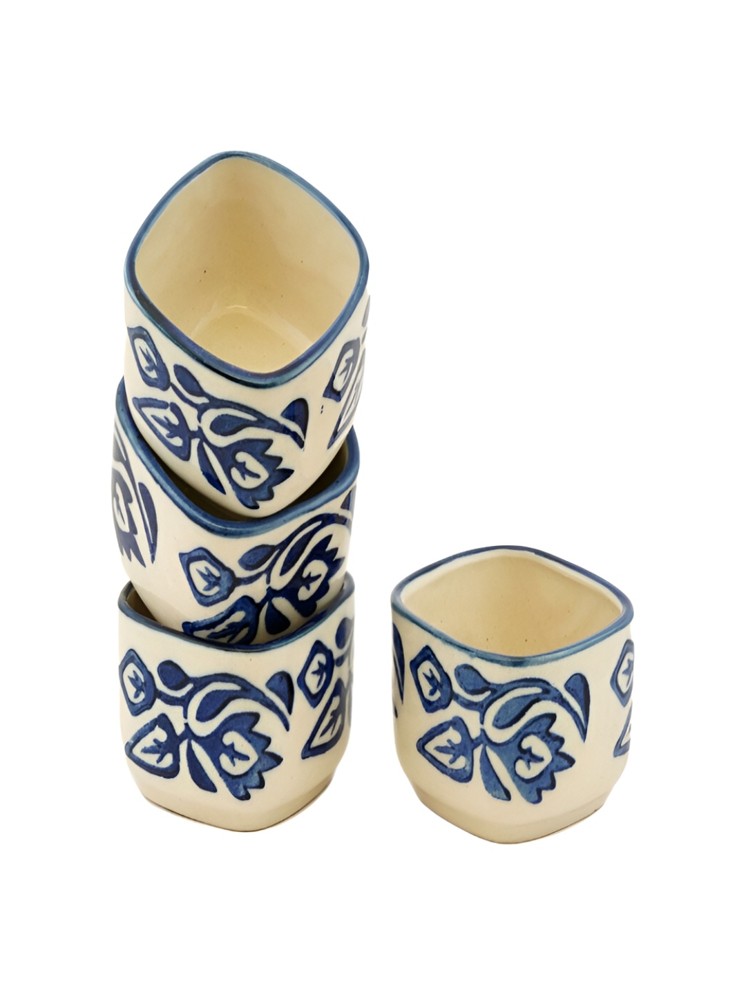 

Freakway White & White 4 Pieces Floral Printed Ceramic Glossy Bowls