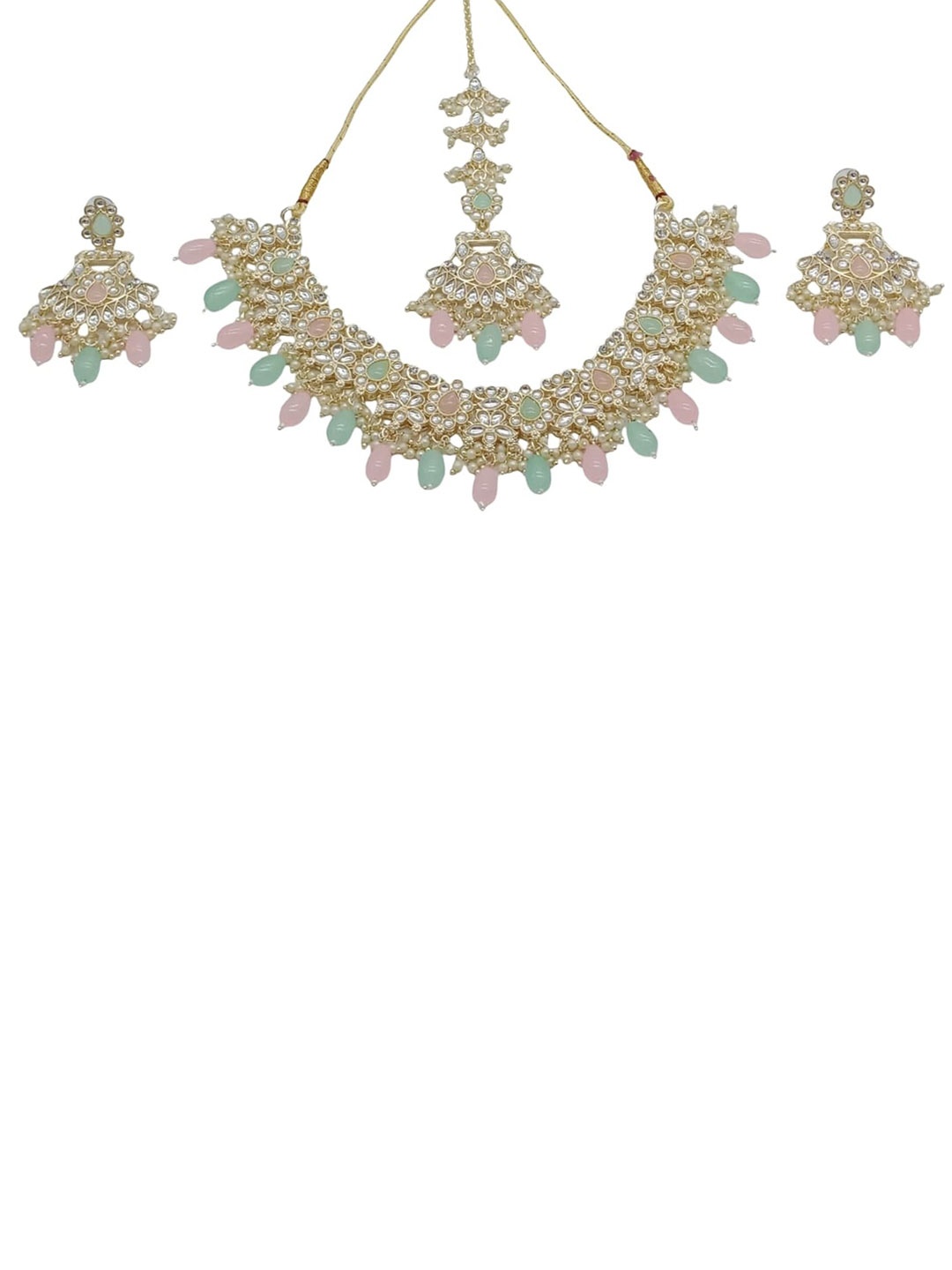 

AASHISH IMITATION Gold-Plated Kundan-Studded & Beaded Jewellery Set