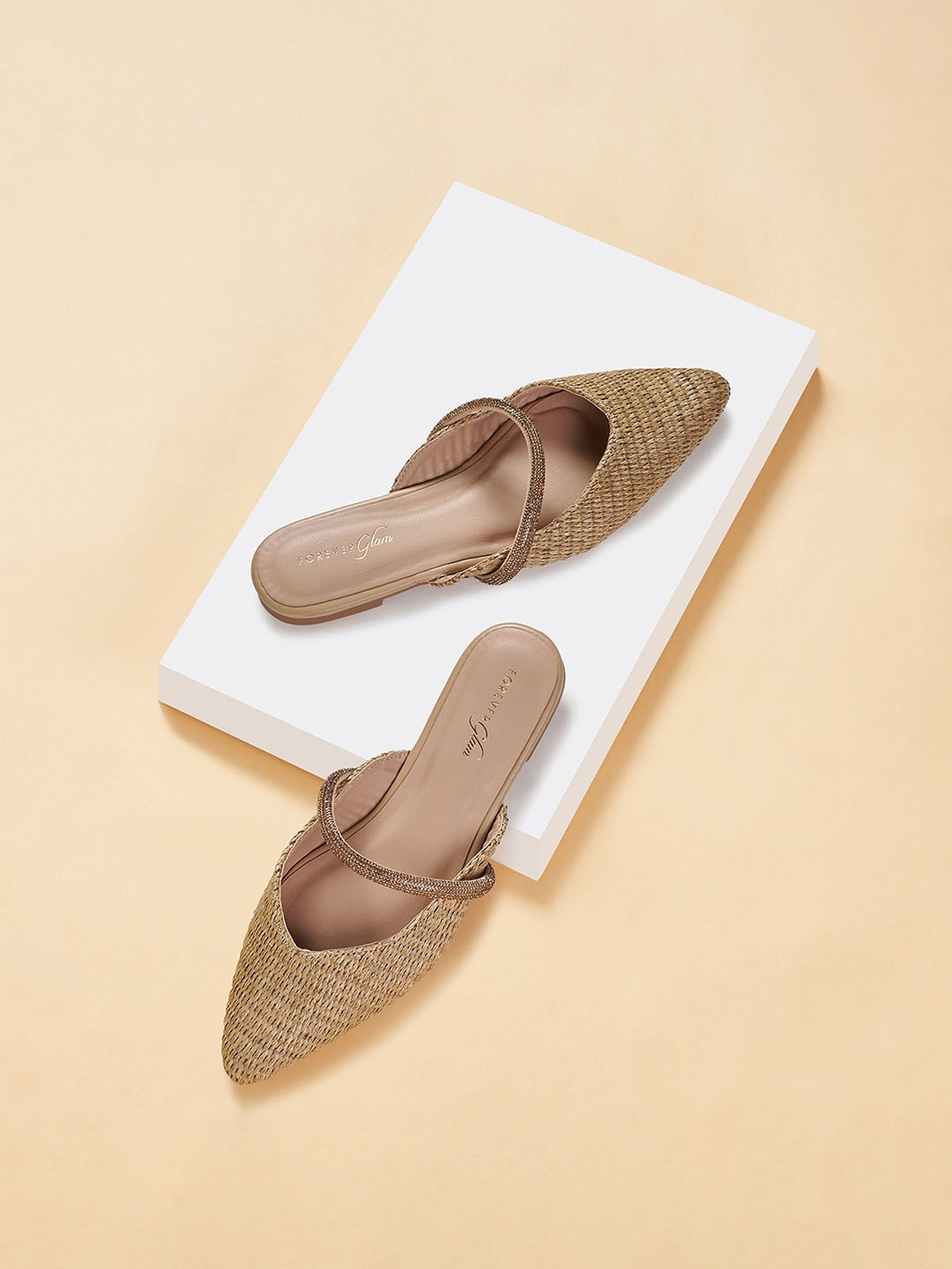 

Forever Glam by Pantaloons Textured Embellished Mules, Beige