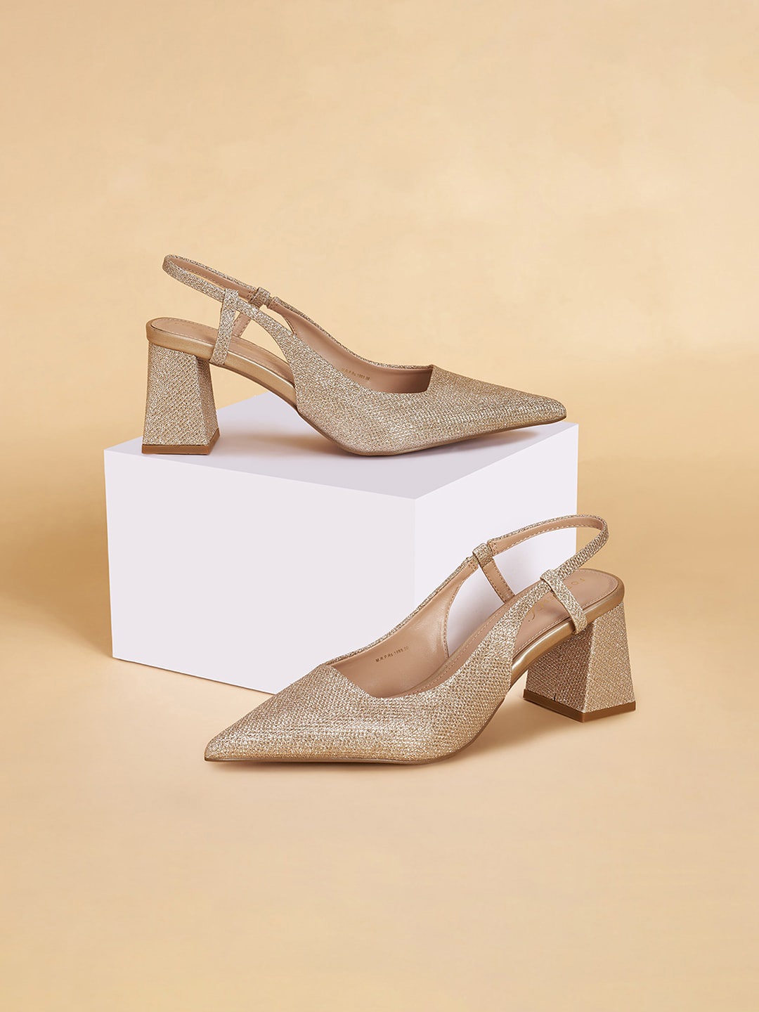 

Forever Glam by Pantaloons Embellished Pointed Toe Block Heeled Pumps, Gold