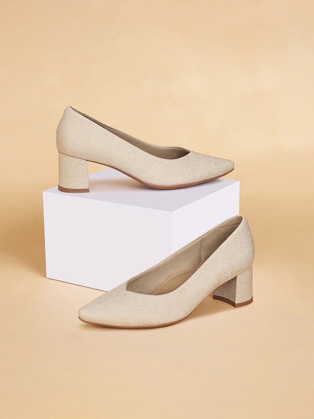 

Forever Glam by Pantaloons PU Block Pumps, Brown