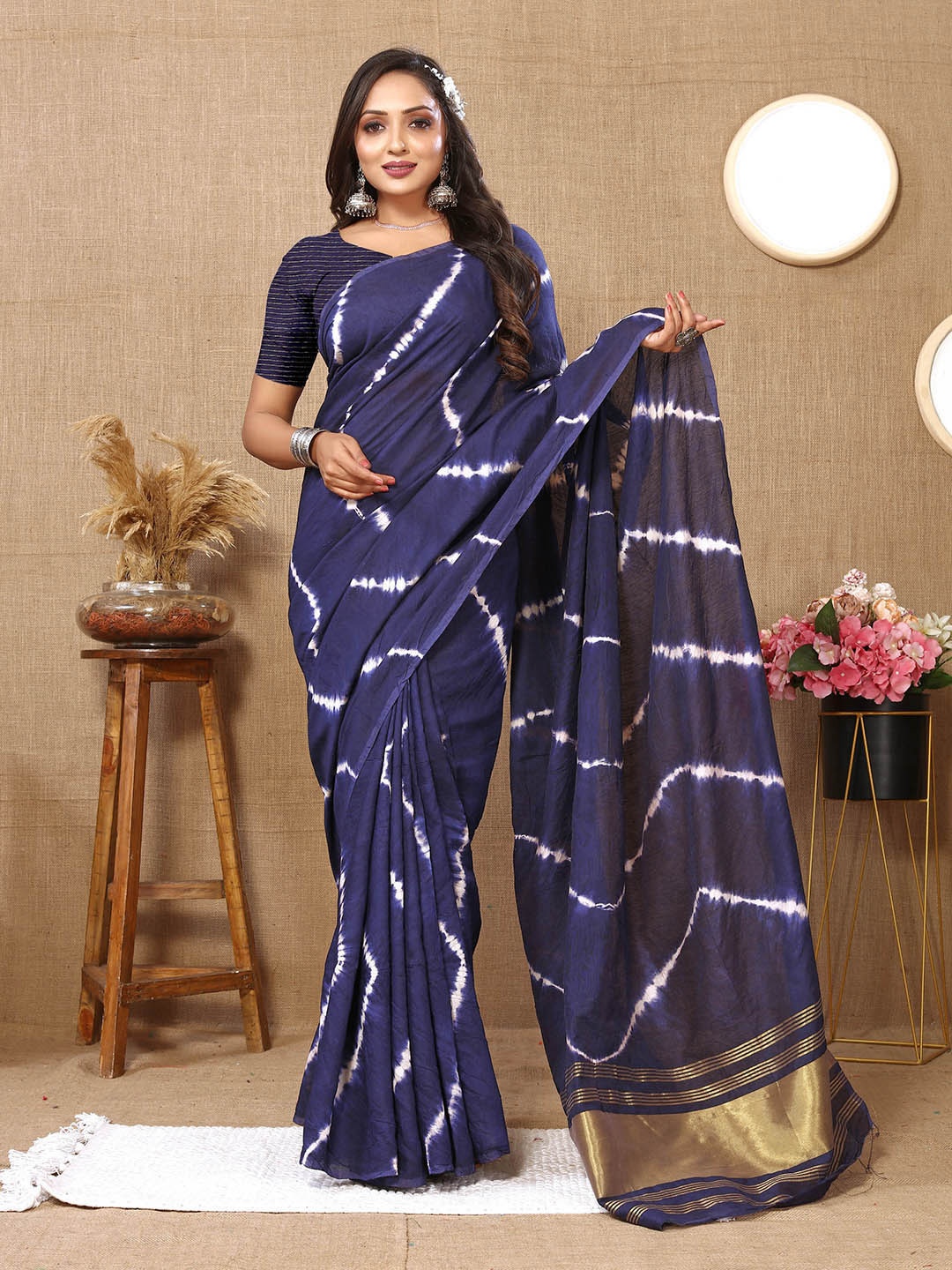 

KALINI Leheriya Printed Sarees, Blue