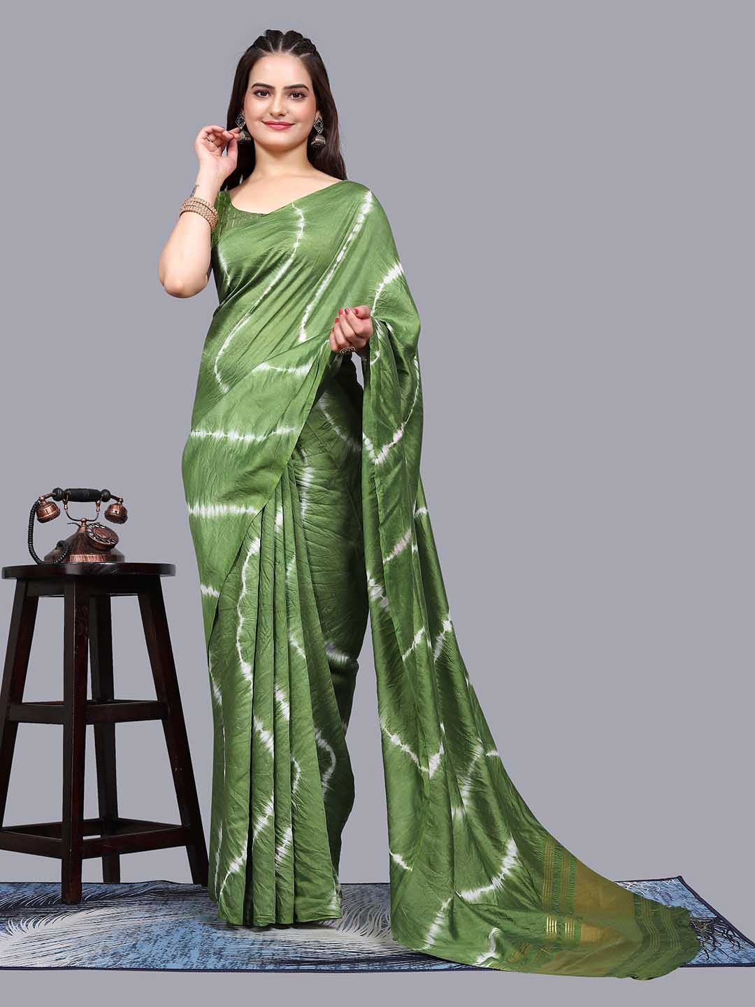 

KALINI Leheriya Ethnic Saree, Green