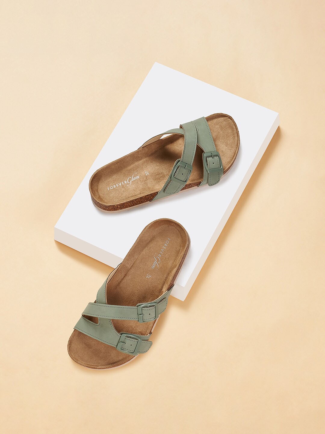 

Forever Glam by Pantaloons Open Toe Flats With Buckles, Green