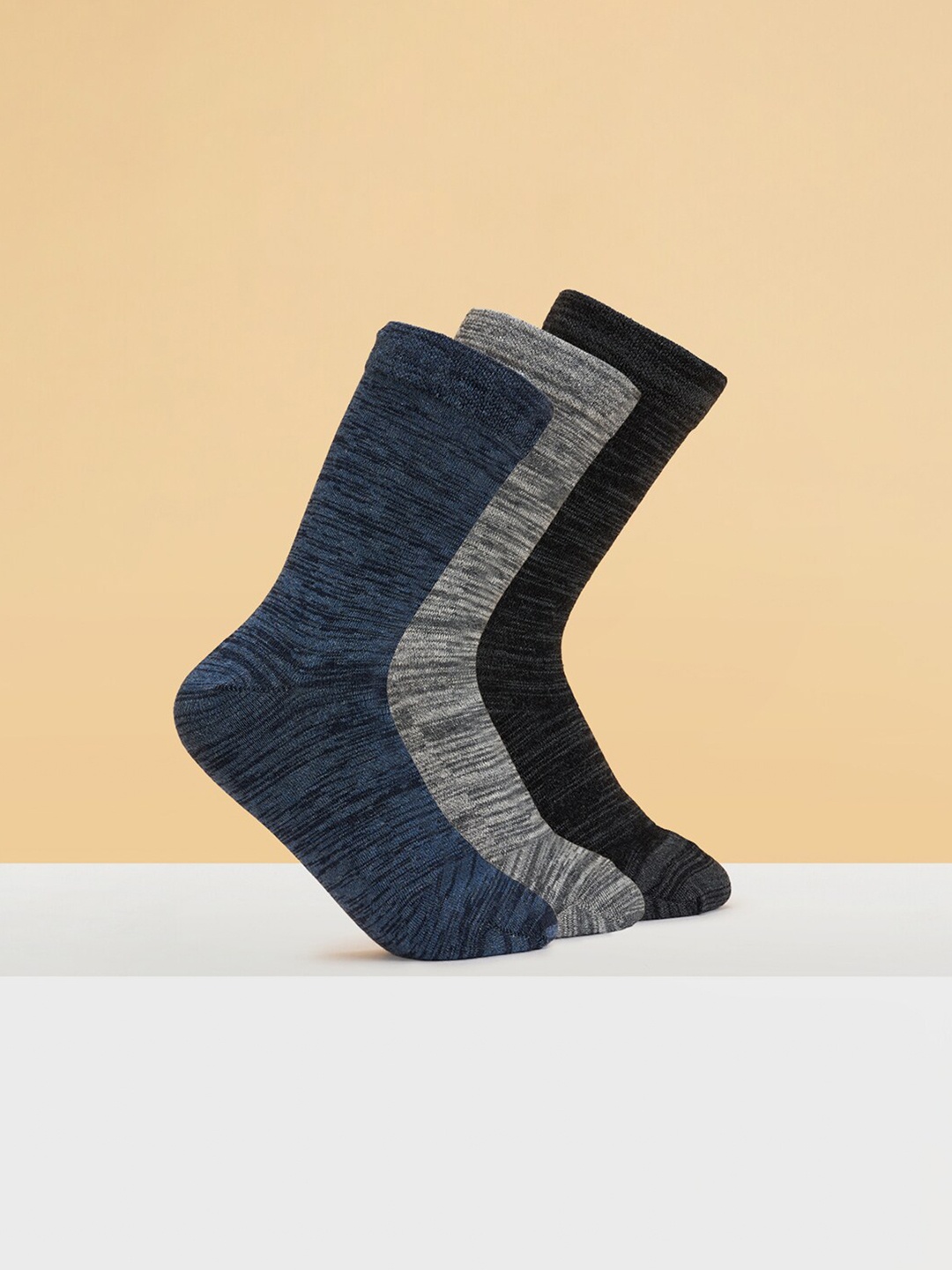 

BYFORD by Pantaloons Men Pack Of 3 Patterned Calf-Length Socks, Blue