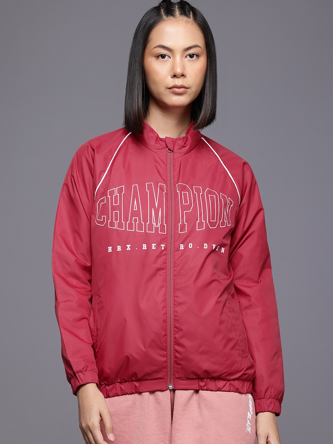 

HRX by Hrithik Roshan Typography Printed Jacket, Red