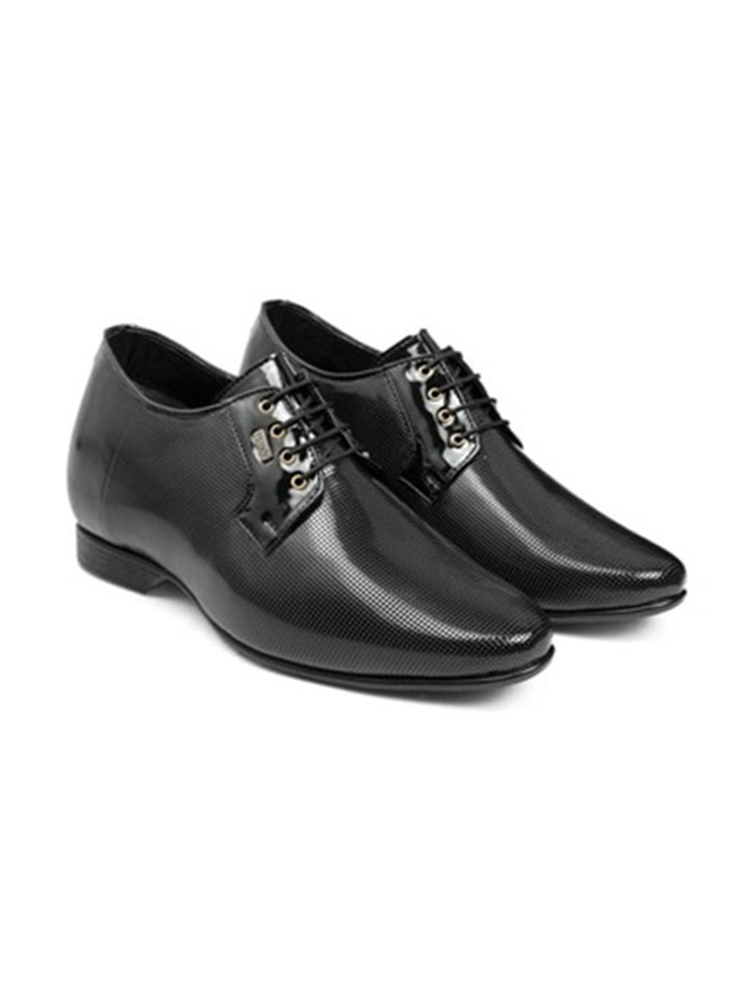 

Bxxy Men Textured Round Toe 3 Inch Hidden Elevator Formal Oxfords, Black