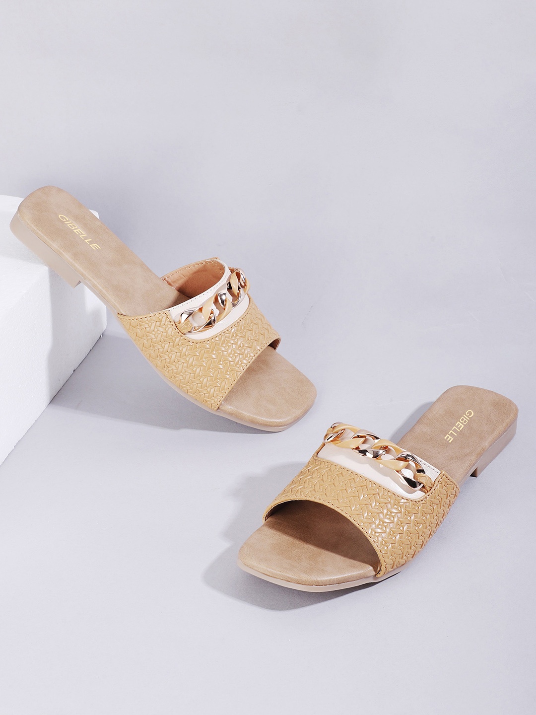 

Gibelle Textured Embellished One Toe Flats, Beige