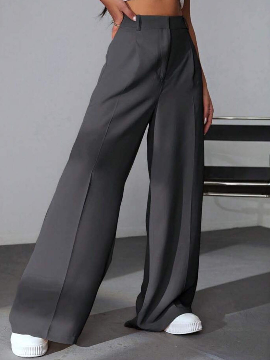 

Next One Women High-Rise Pleated Korean Trousers, Grey