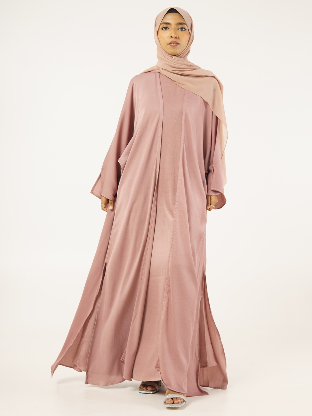 

Modest Essentials Round Neck Satin Burqas, Pink