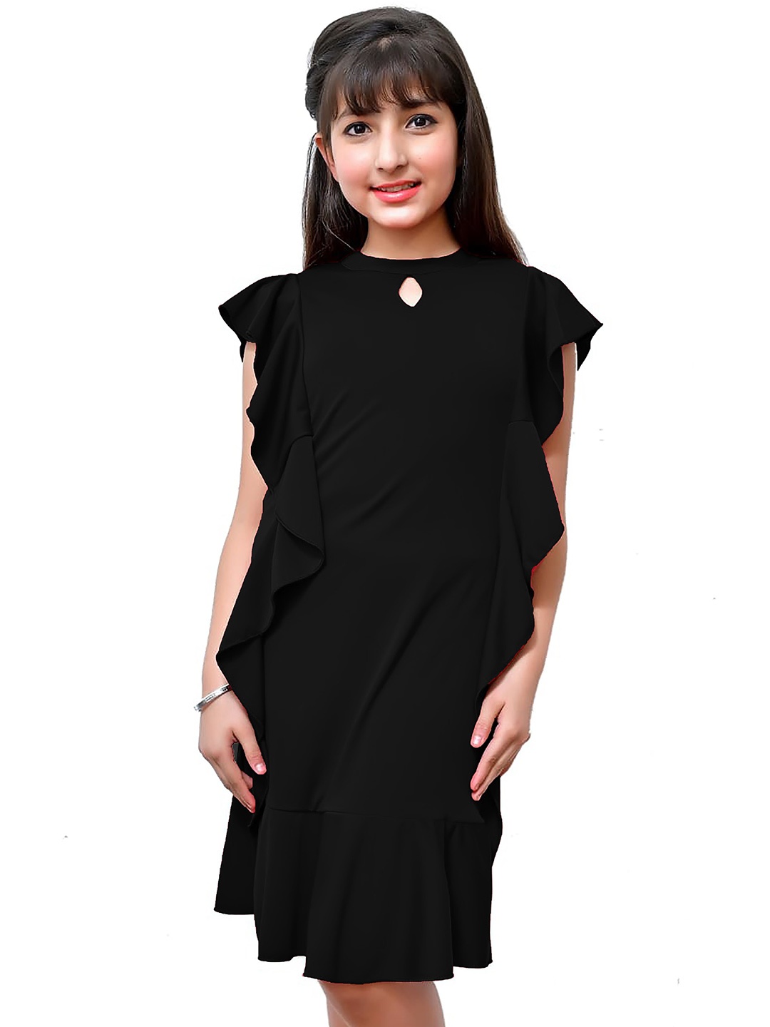 

FELLAMO Girls Flutter Sleeve Sheath Dress, Black