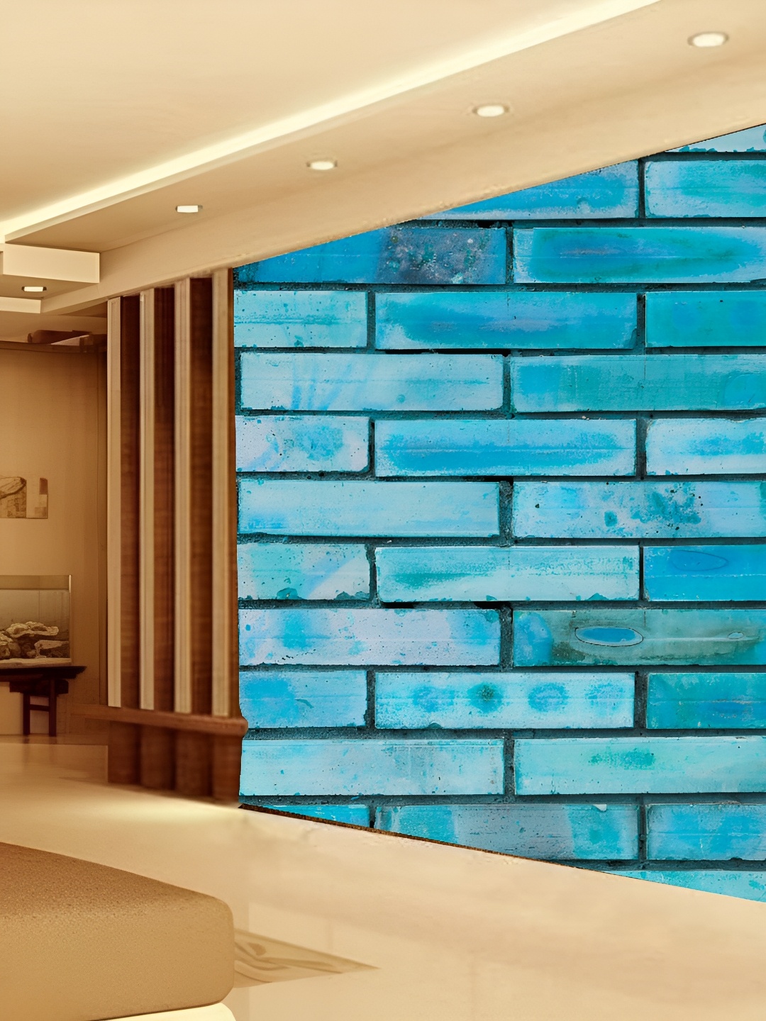 

KSHIRSA Turquoise Blue Geometric Printed 3D Self Adhesive Wall Sticker