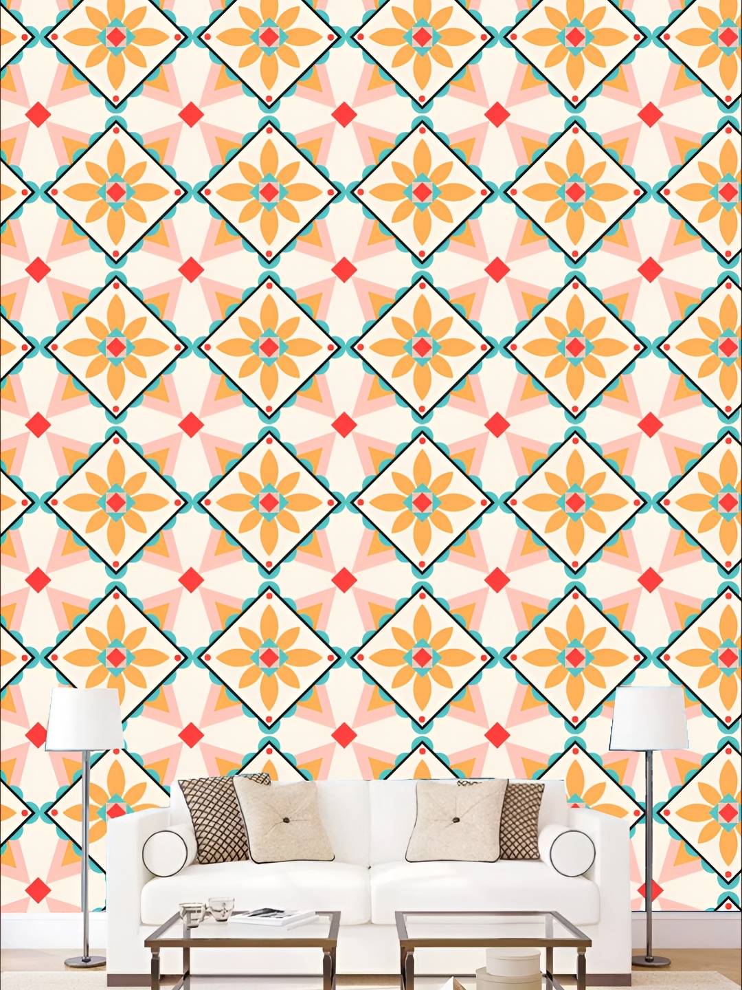 

KSHIRSA Yellow & Blue Floral Printed 3D Self Adhesive Wallpaper