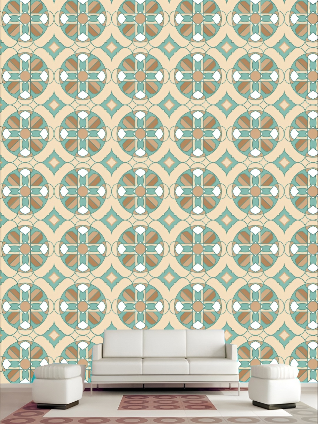 

KSHIRSA Blue & Beige Geometric Printed 3D Self Adhesive Wallpaper