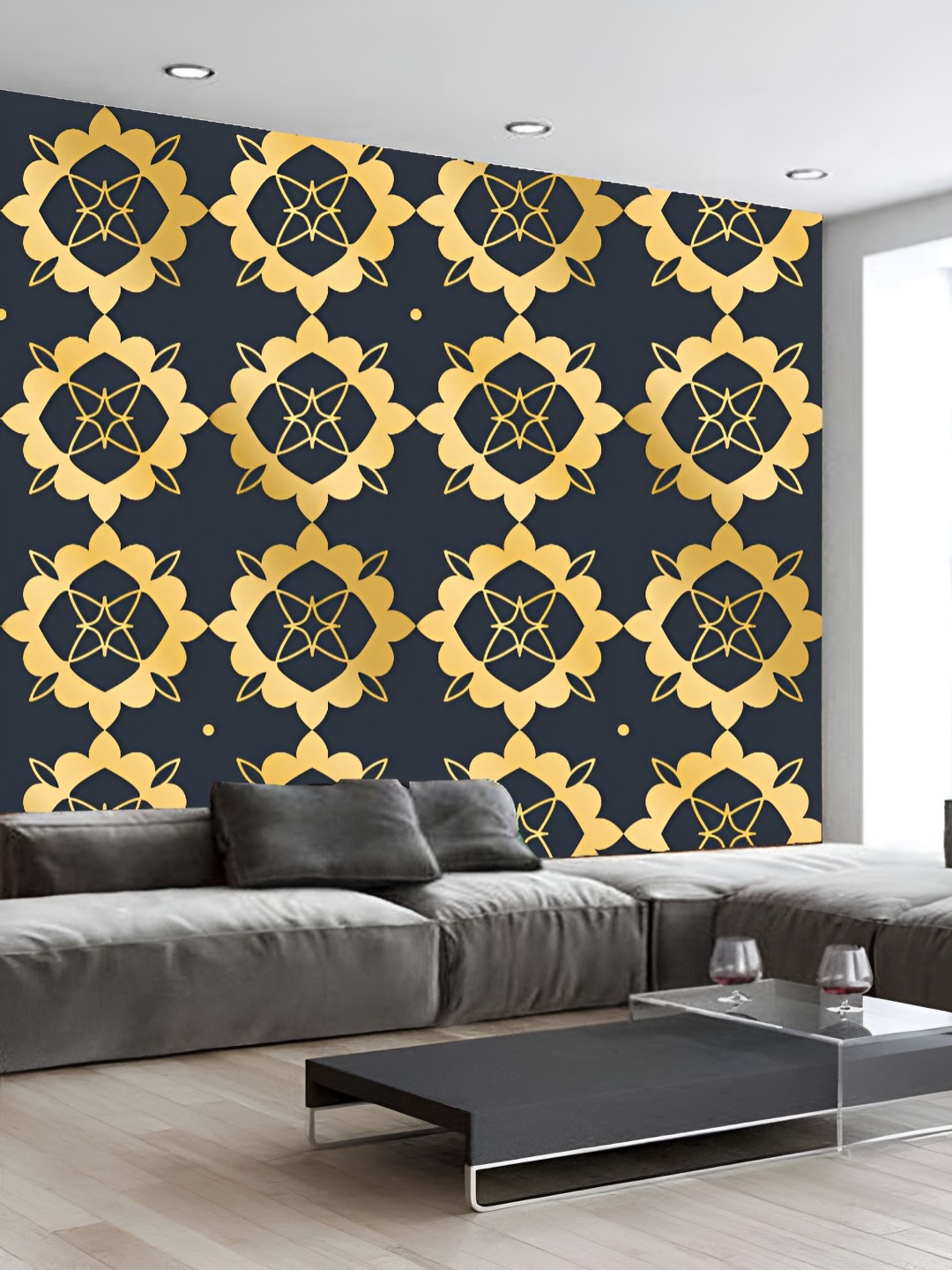 

KSHIRSA Yellow & Black Geometric Printed 3D Self Adhesive Wallpaper