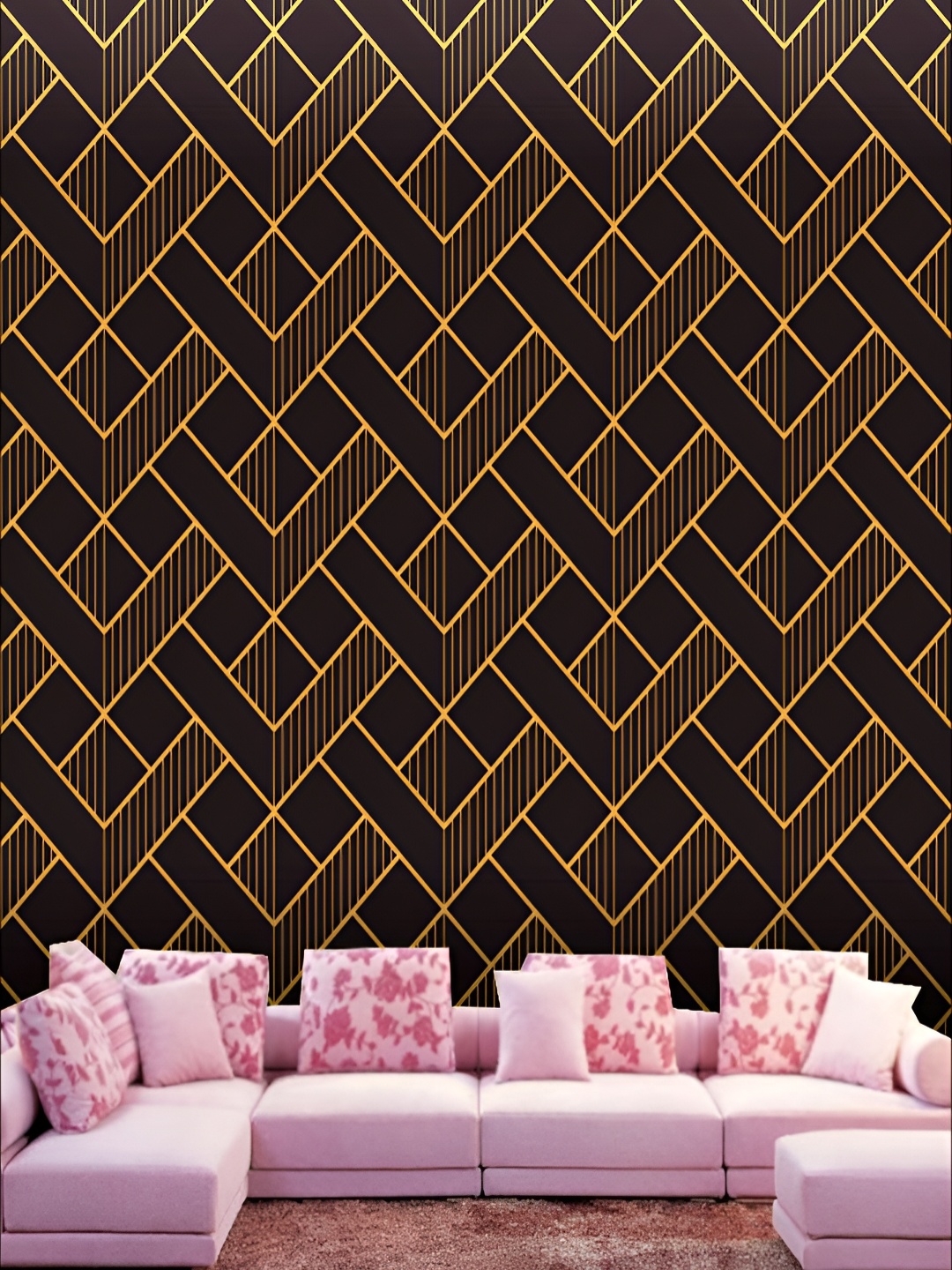 

KSHIRSA Yellow & Black Geometric Printed 3D Self Adhesive Wallpaper