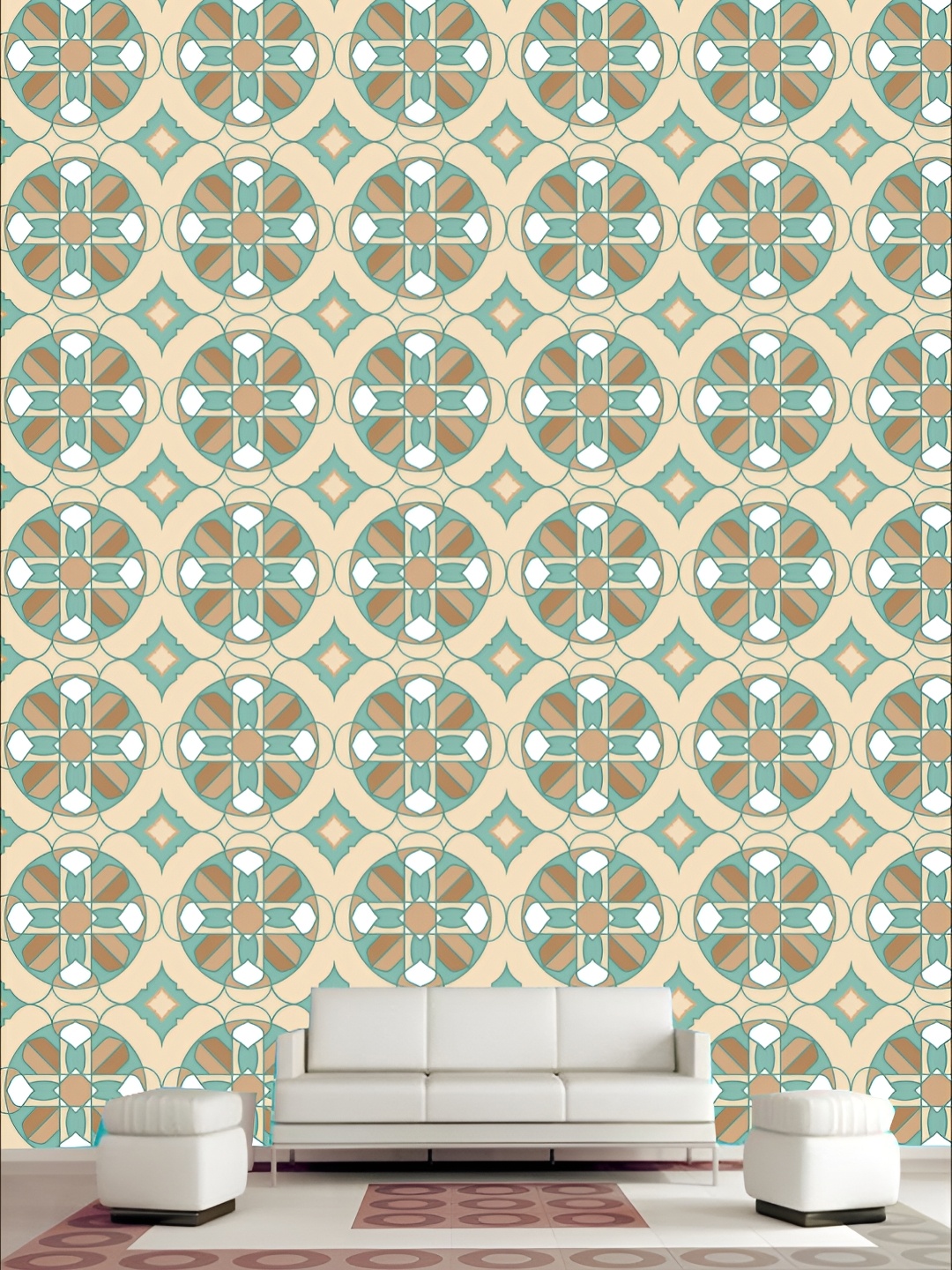 

KSHIRSA Beige & Blue Geometric Printed 3D Self Adhesive Wallpaper