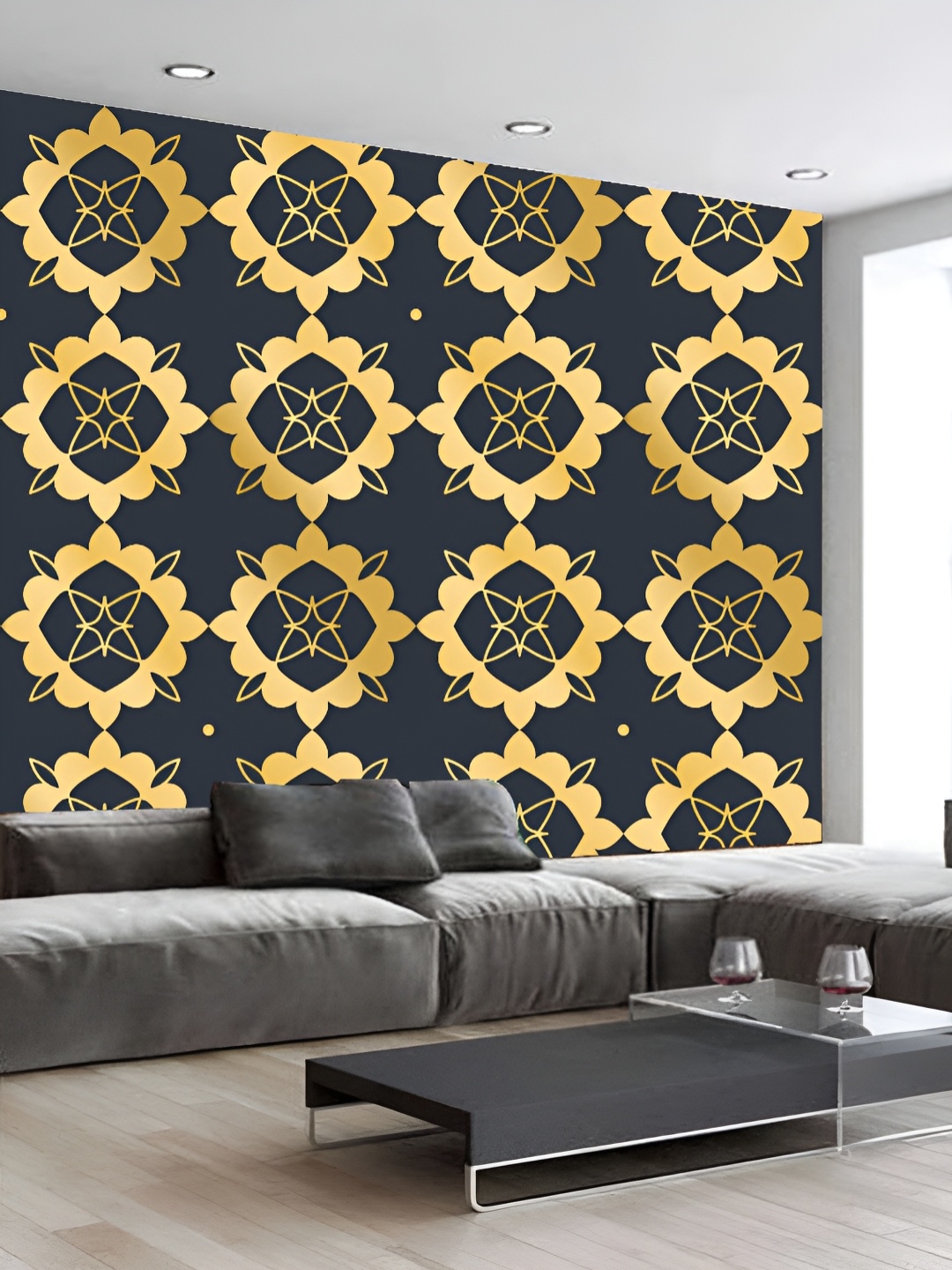 

KSHIRSA Yellow & Black Geometric Printed 3D Self Adhesive Wall Sticker