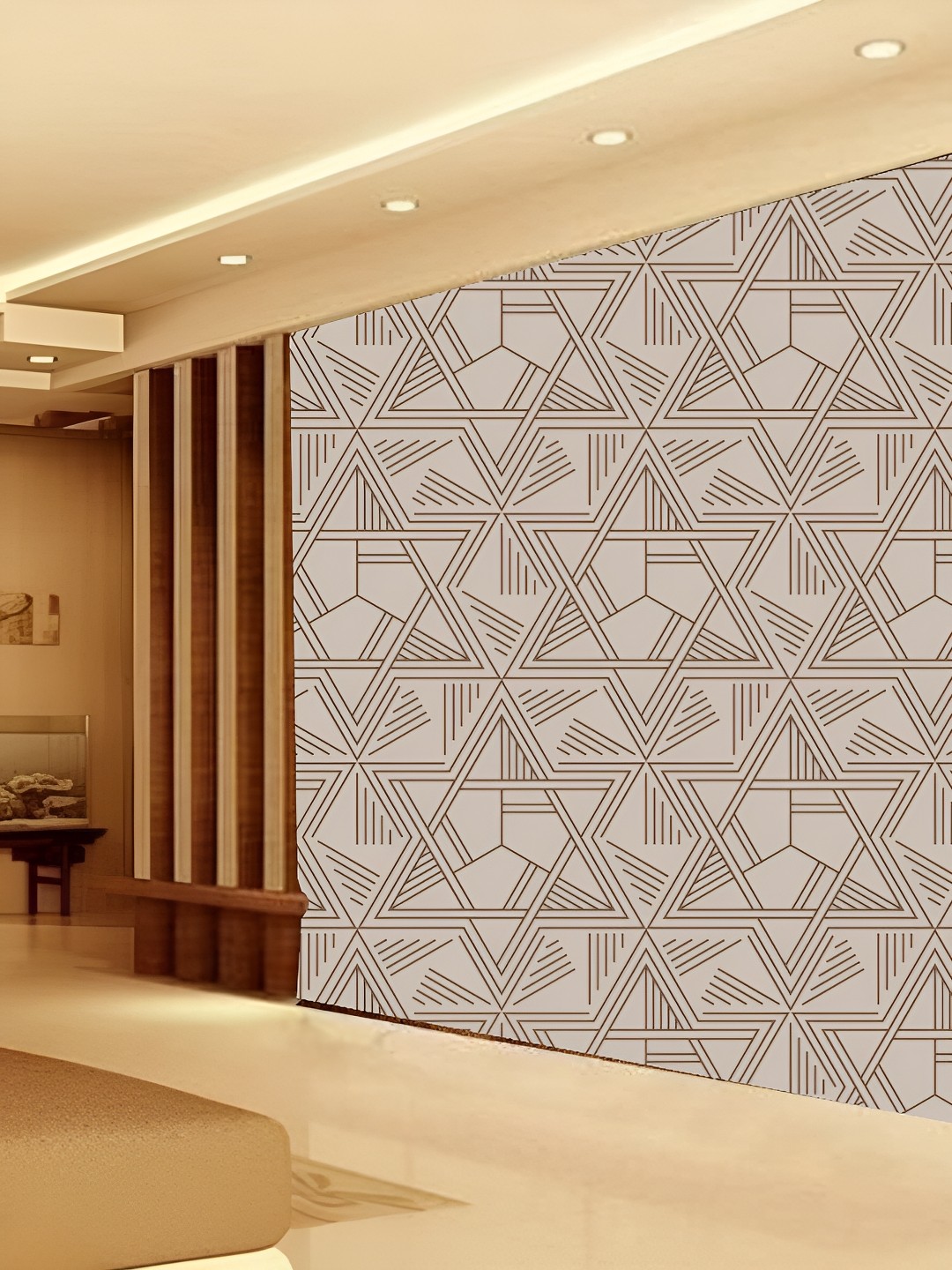 

KSHIRSA Beige & Brown Geometric Printed 3D Self Adhesive Wall Sticker