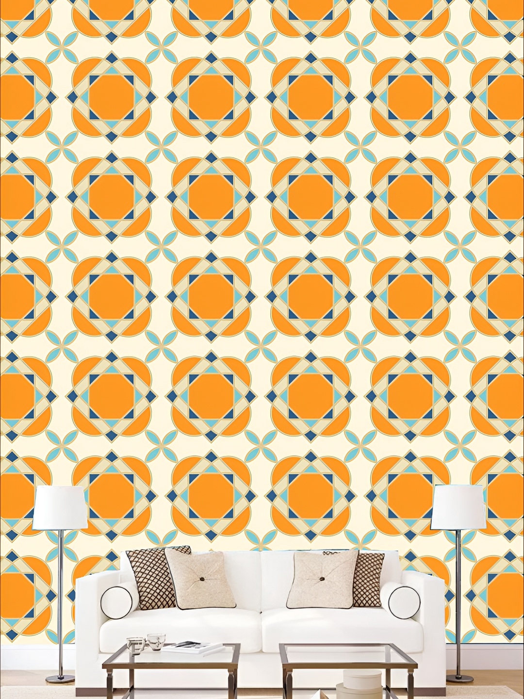 

KSHIRSA Yellow & Beige Geometric Printed 3D Self Adhesive Wall Sticker