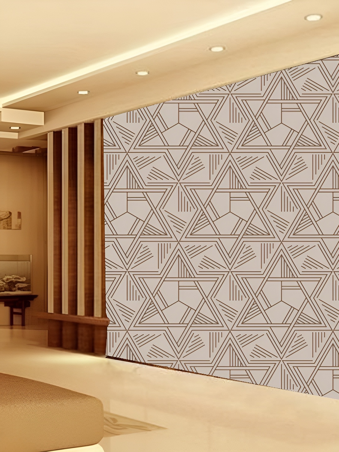 

KSHIRSA Beige & Brown Geometric Printed 3D Self Adhesive Wallpaper