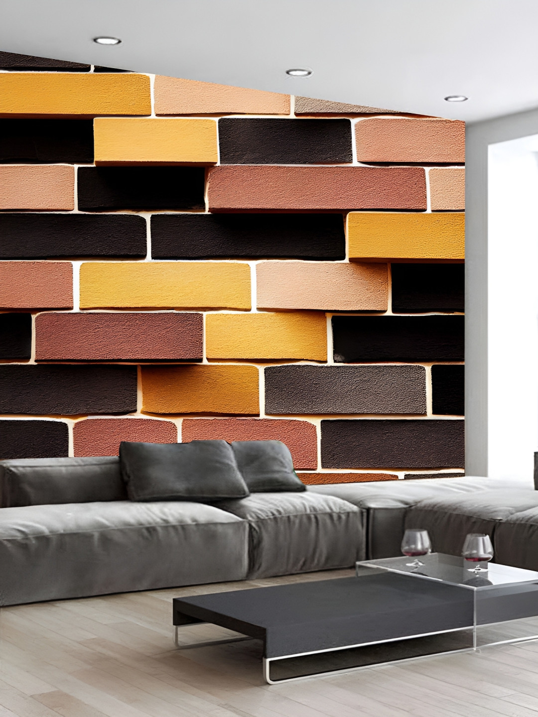 

KSHIRSA Yellow & Black Geometric Printed 3D Self Adhesive Wallpaper