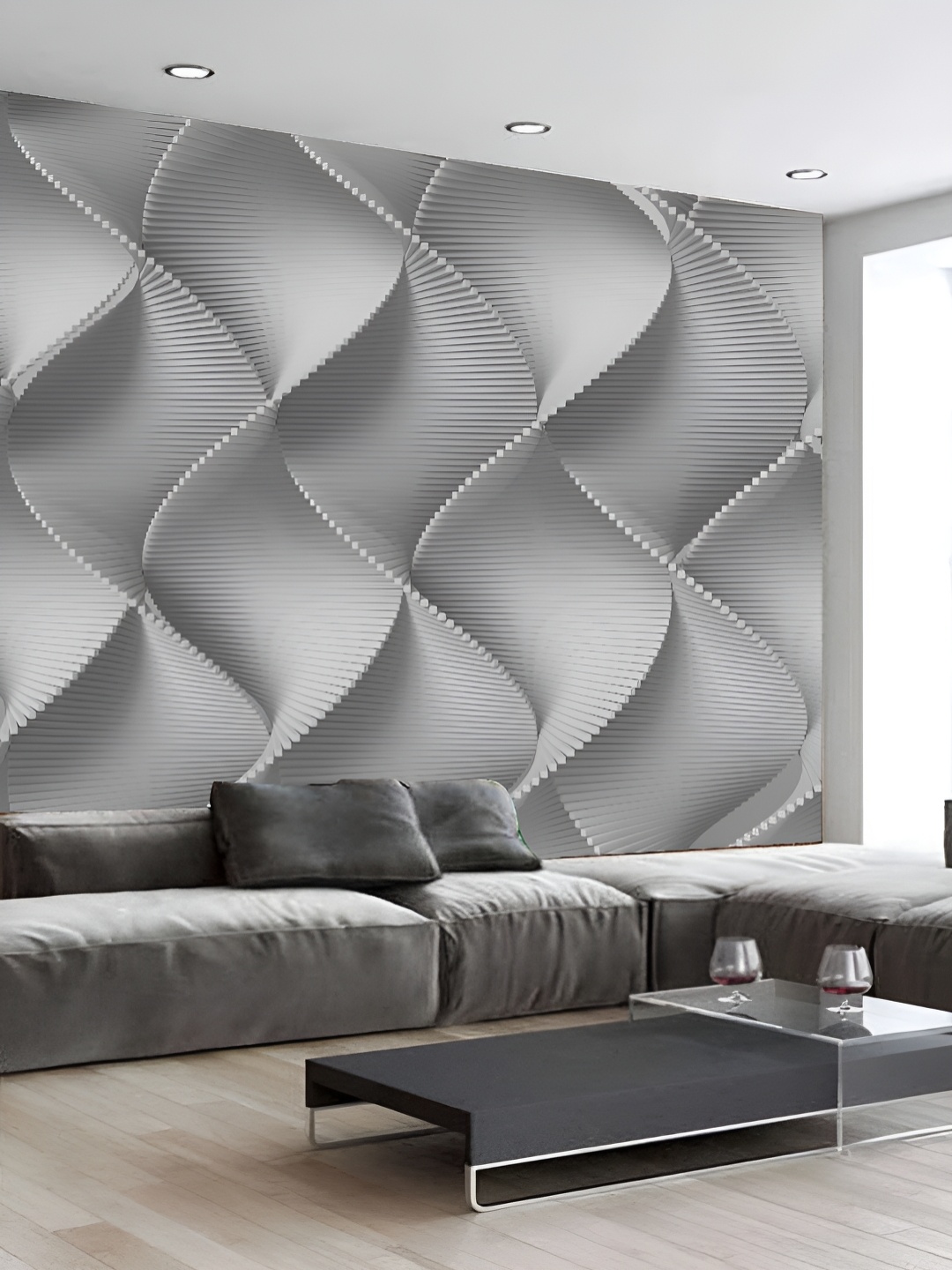 

KSHIRSA Off White Geometric Printed 3D Self Adhesive Wallpaper