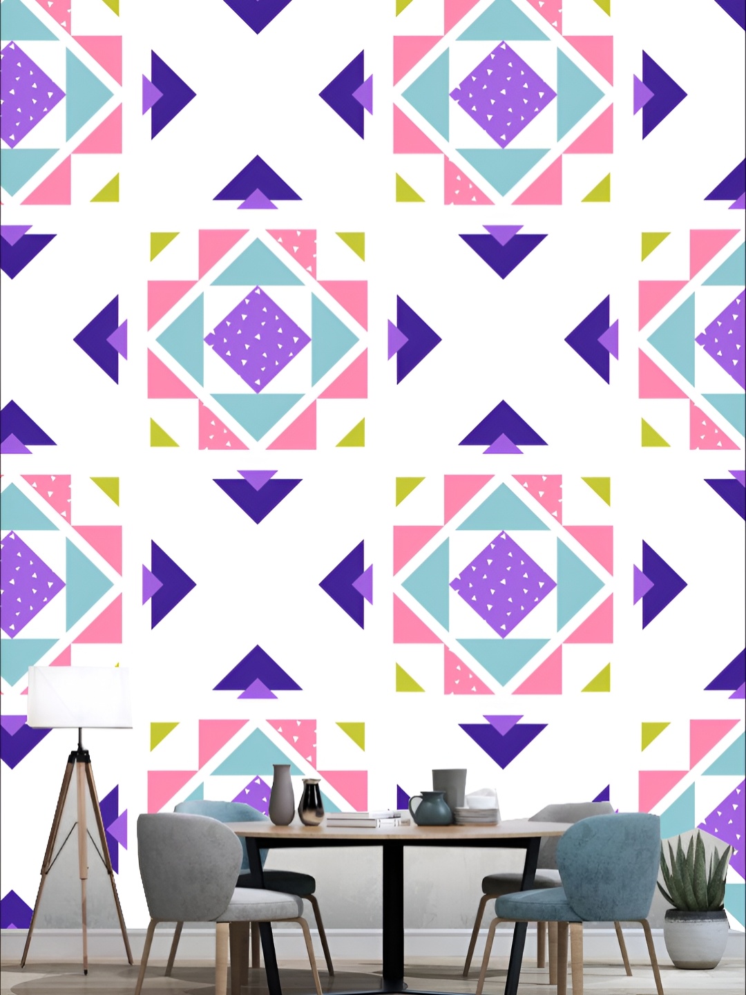 

KSHIRSA White & Purple Geometric Printed 3D Self Adhesive Wall Sticker