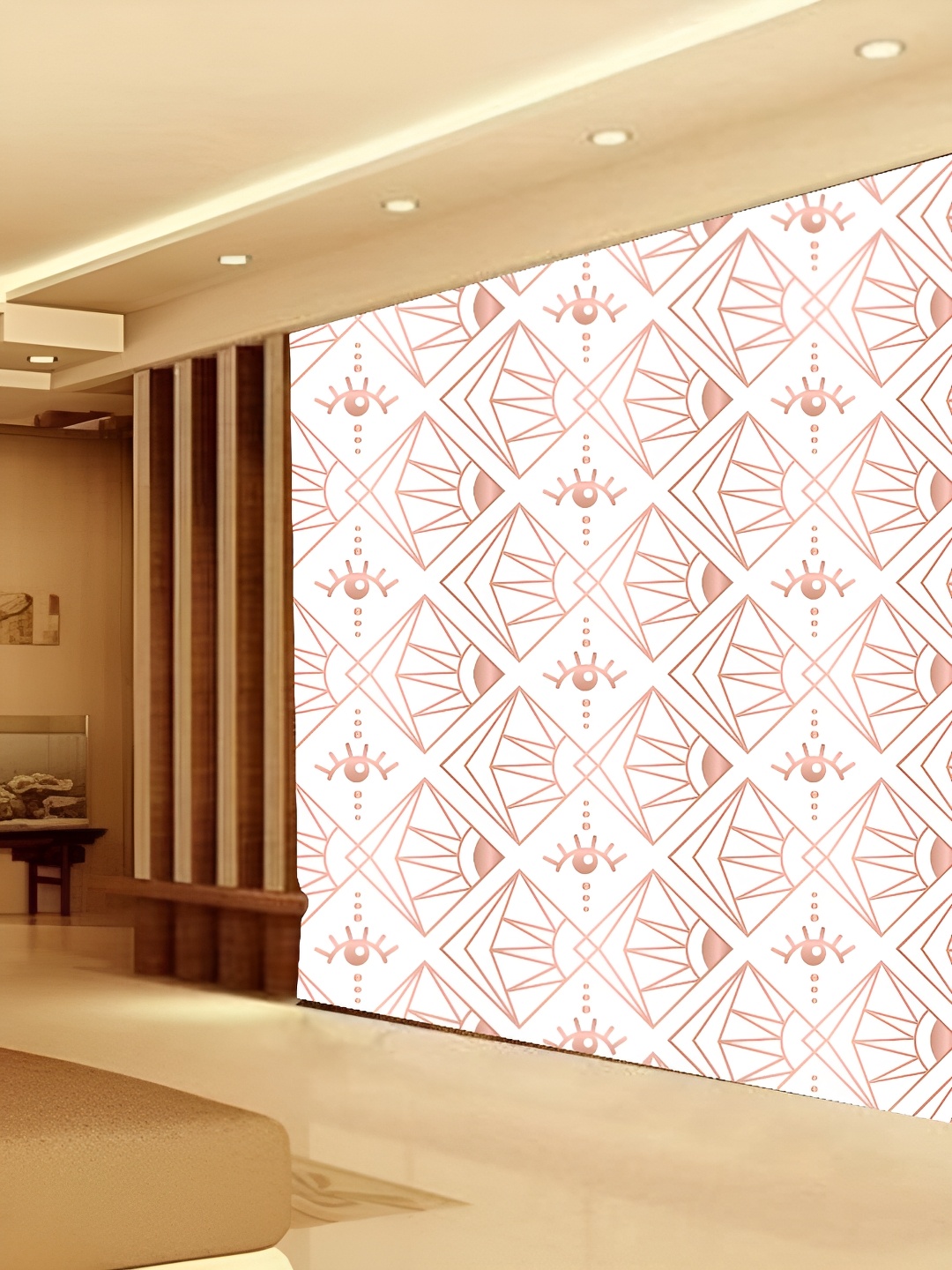 

KSHIRSA White & Brown Geometric Printed 3D Self Adhesive Wallpaper