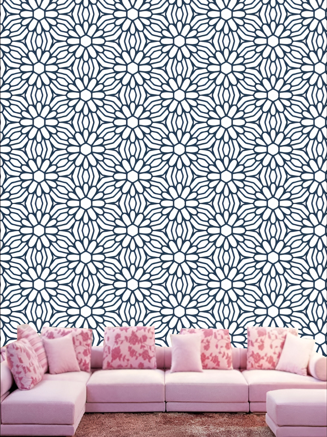 

KSHIRSA White & Black Floral Printed 3D Self Adhesive Wallpaper