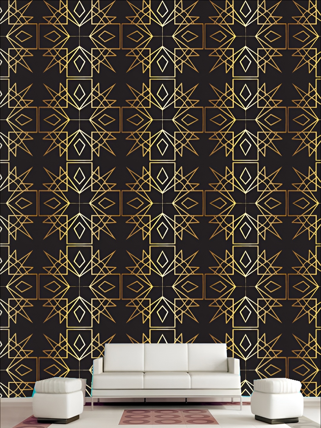 

KSHIRSA Yellow & Black Geometric Printed 3D Self Adhesive Wallpaper