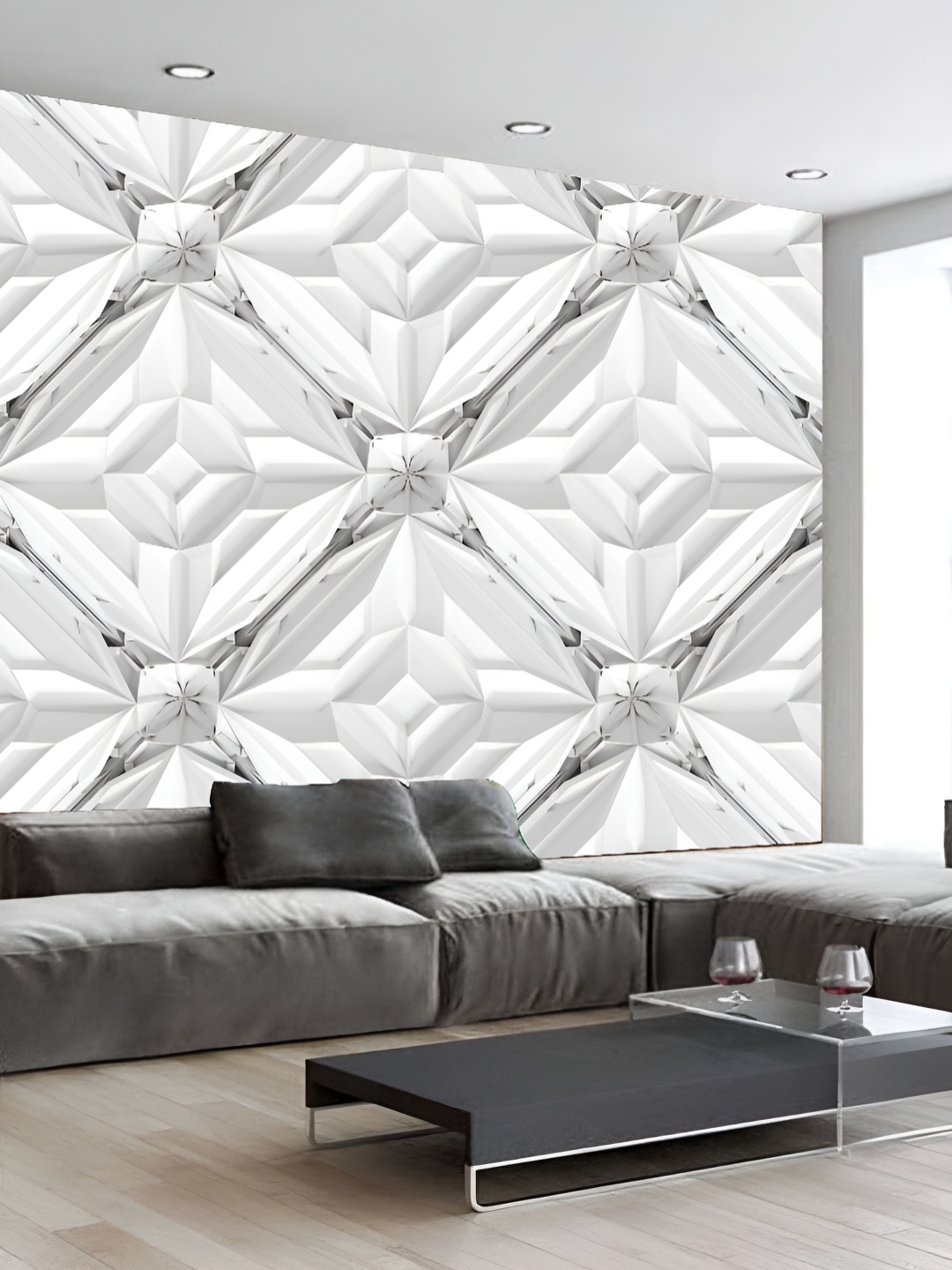 

KSHIRSA Off White Floral Printed 3D Self Adhesive Wallpaper