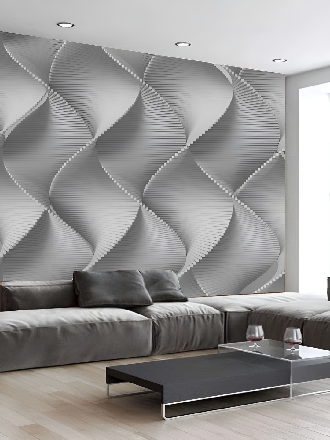 

KSHIRSA Off White Geometric Printed 3D Self Adhesive Wall Sticker