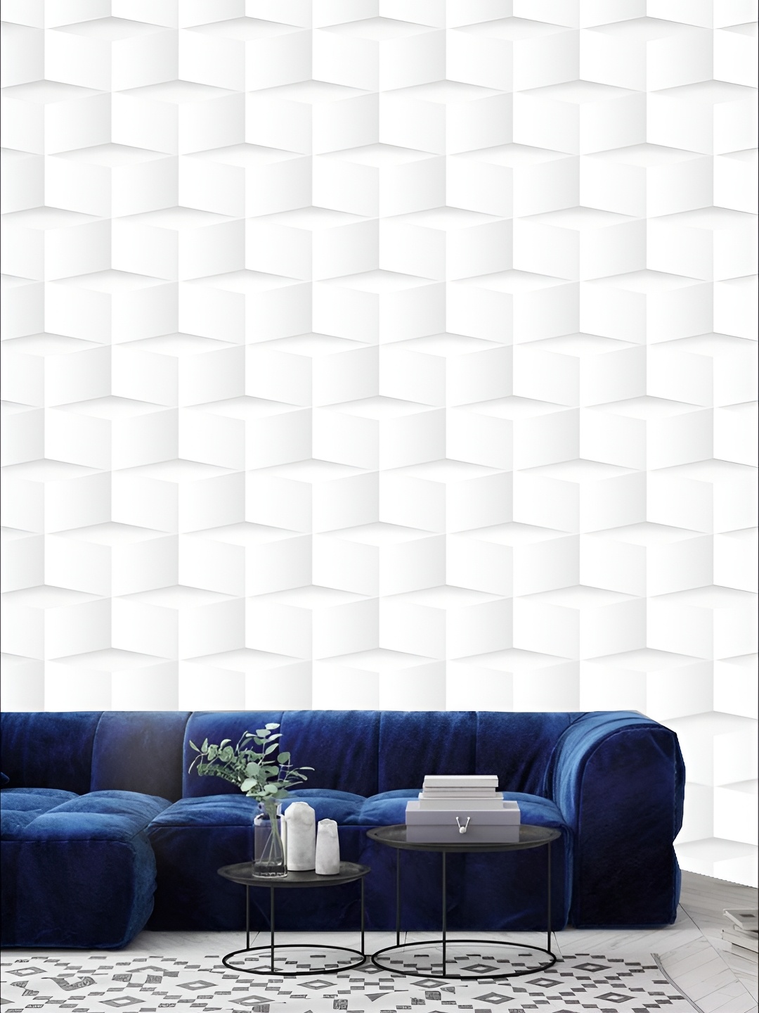 

KSHIRSA Off White Geometric Printed 3D Self Adhesive Wallpaper