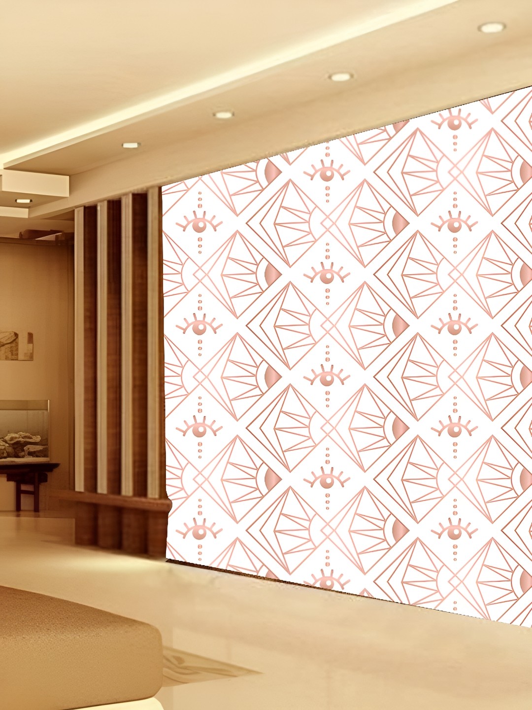 

KSHIRSA White & Beige Geometric Printed 3D Self Adhesive Wallpaper