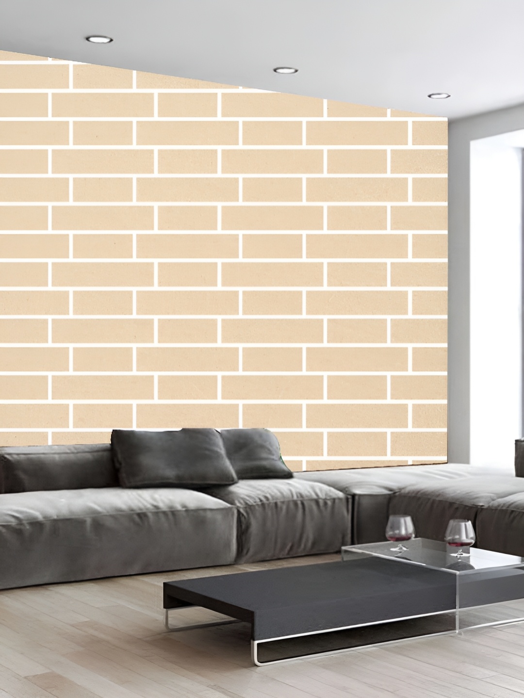 

KSHIRSA White & Beige Geometric Printed 3D Self Adhesive Wallpaper