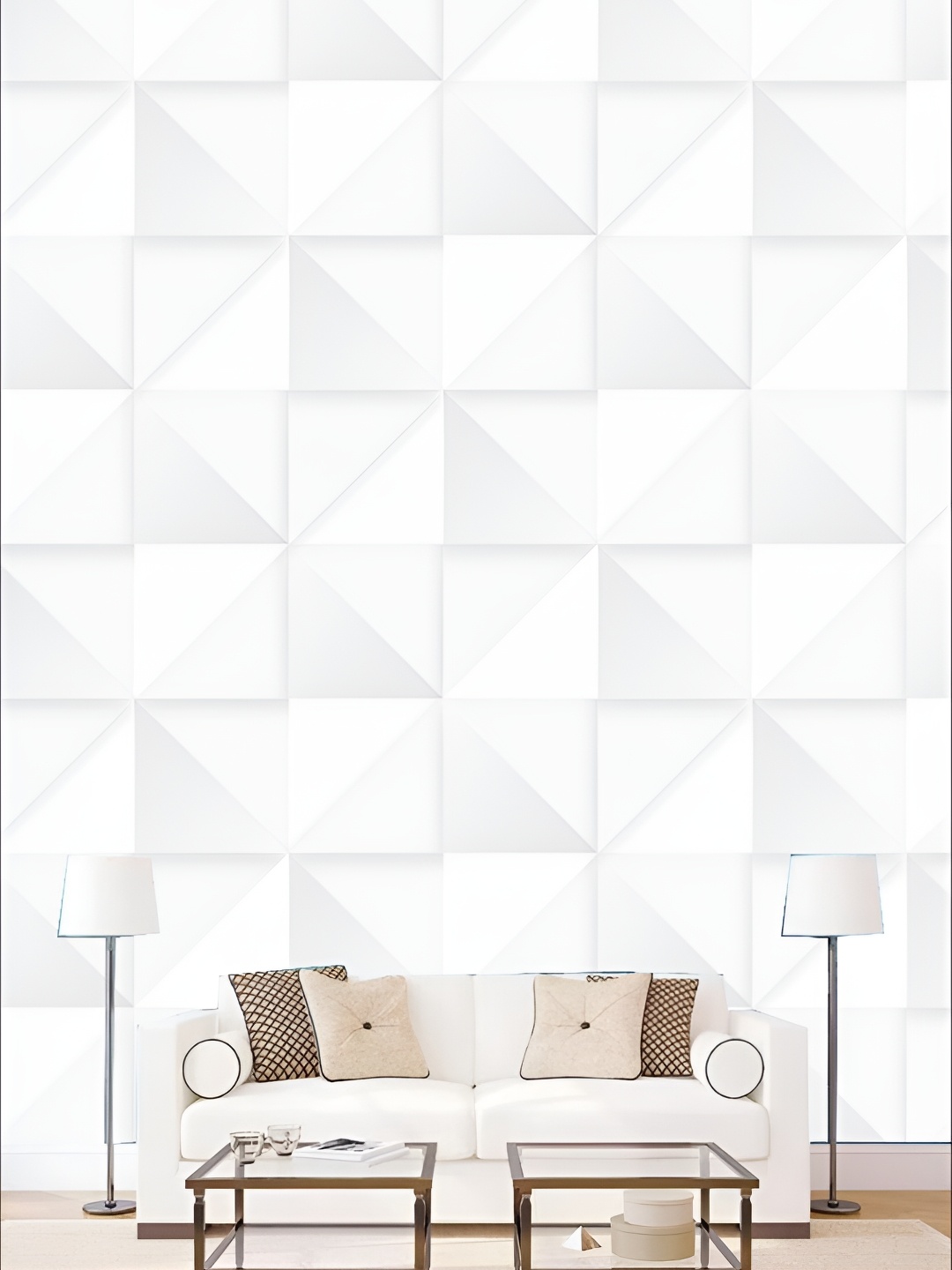 

KSHIRSA Off White Geometric Printed 3D Self Adhesive Wallpaper